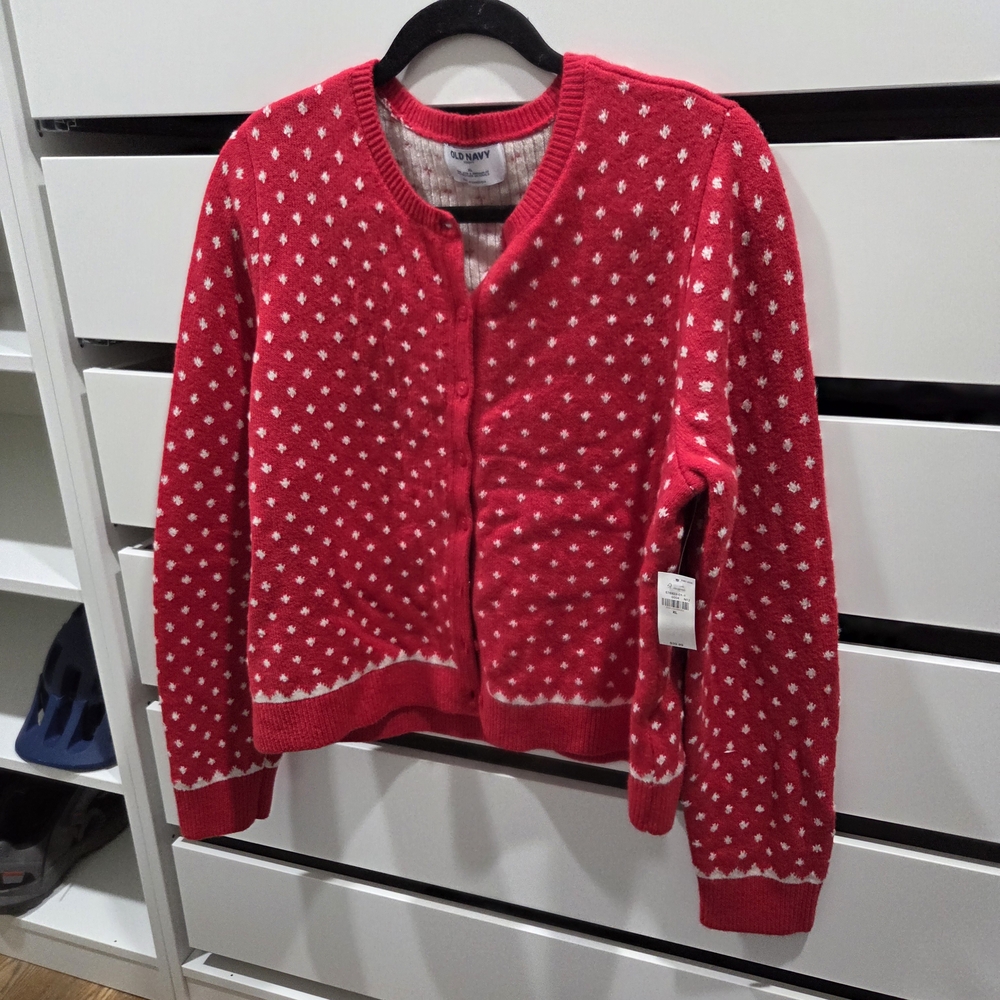 Old Navy Red and White Women's Cardigan